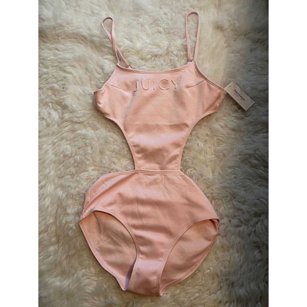 NWT Juicy Couture Pink One Piece Bathing Suit Swimsuit Size L